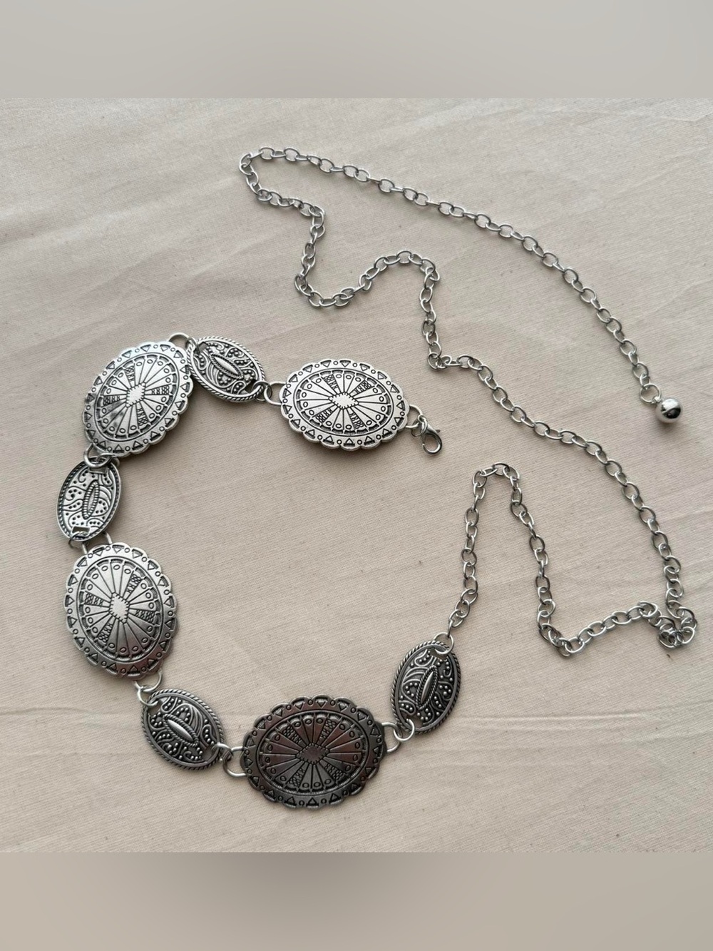 Intricate Silver-Tone Medallion belt - Women Jewelry